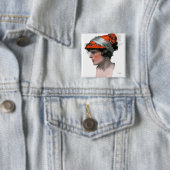 Vrouwenprofiel Vierkante Button 5,1 Cm (In situ)