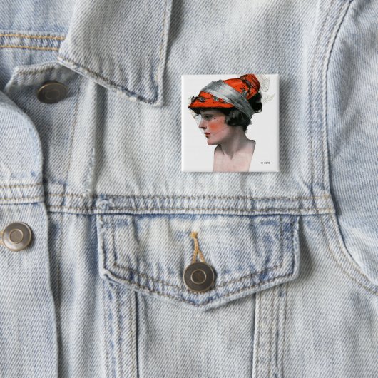 Vrouwenprofiel Vierkante Button 5,1 Cm (In situ)