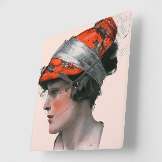 Vrouwenprofiel Vierkante Klok (Hoek)