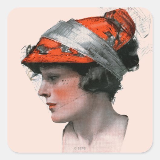 Vrouwenprofiel Vierkante Sticker (Voorkant)