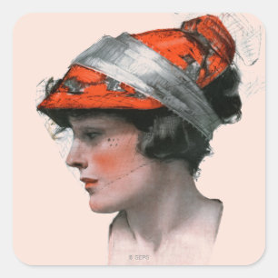 Vrouwenprofiel Vierkante Sticker