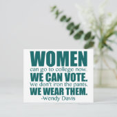 Vrouwenprotestcitaat Wendy Davis Briefkaart (Staand voorkant)