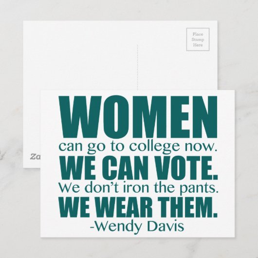 Vrouwenprotestcitaat Wendy Davis Briefkaart (Voorkant / Achterkant)