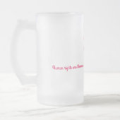 Vrouwenrechten: mensenrechten voorgespiegelde glaz matglas bierpul (Links)