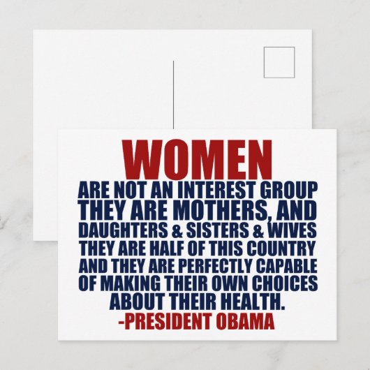 Vrouwenrechten Obama Quote Briefkaart (Voorkant / Achterkant)
