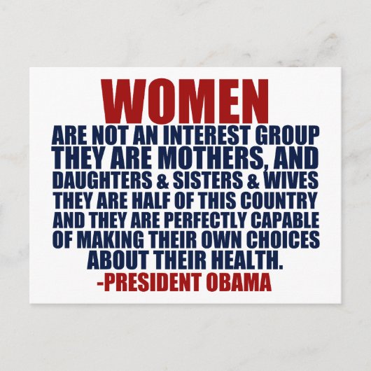 Vrouwenrechten Obama Quote Briefkaart (Voorkant)
