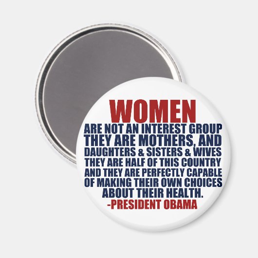 Vrouwenrechten Obama Quote Magneet (Voorkant / Achterkant)