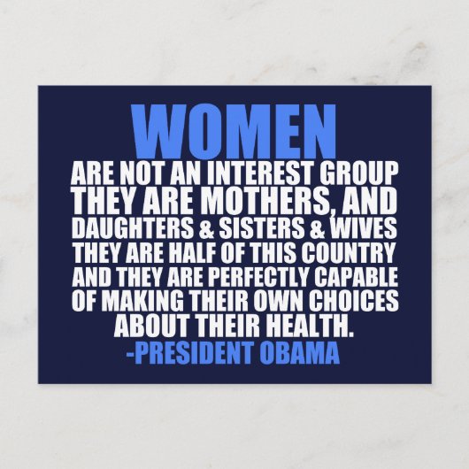 Vrouwenrechten Pro Choice Obama Quote Briefkaart (Voorkant)