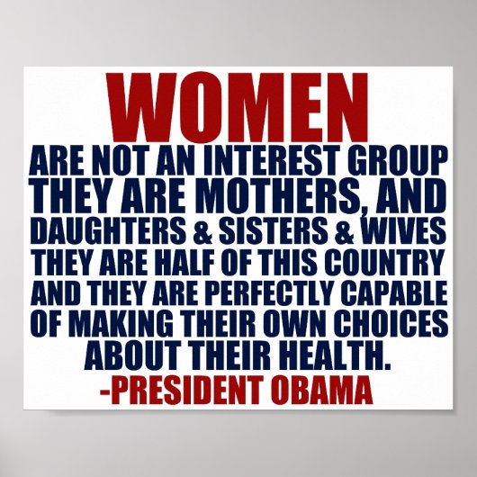 Vrouwenrechten Pro Choice Obama Quote Poster (Voorkant)