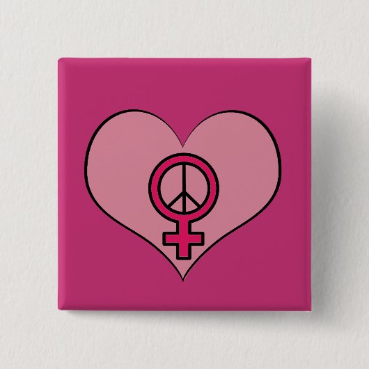 Vrouwenrechten protesteren Heart Feminist Square B Vierkante Button 5,1 Cm (Voorkant)
