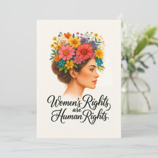 Vrouwenrechten zijn mensenrechten Floral Empowerme Bedankkaart (Staand voorkant)
