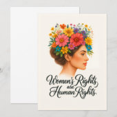 Vrouwenrechten zijn mensenrechten Floral Empowerme Bedankkaart (Voorkant / Achterkant)