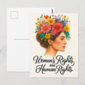 Vrouwenrechten zijn mensenrechten Floral Empowerme Briefkaart (Voorkant / Achterkant)