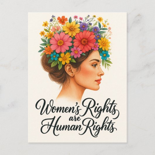 Vrouwenrechten zijn mensenrechten Floral Empowerme Briefkaart (Voorkant)