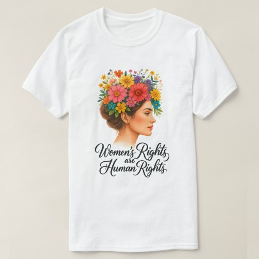 Vrouwenrechten zijn mensenrechten Floral Empowerme T-shirt (Design voorkant)