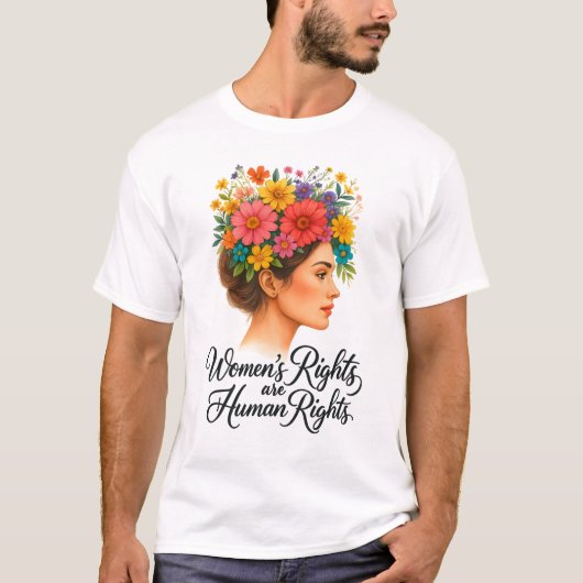 Vrouwenrechten zijn mensenrechten Floral Empowerme T-shirt (Voorkant)