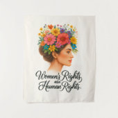 Vrouwenrechten zijn mensenrechten Floral Empowerme Wandkleed (Voorkant)