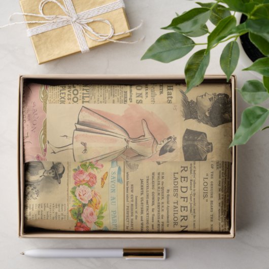 vrouwenreclame Shabby Chic Decoupage Tissuepapier (Geschenk)