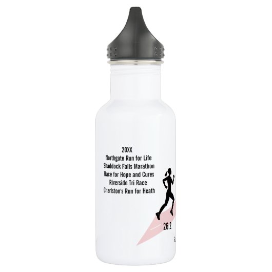 Vrouwenroze en Blauwgroen marathonloper Waterfles (Links)