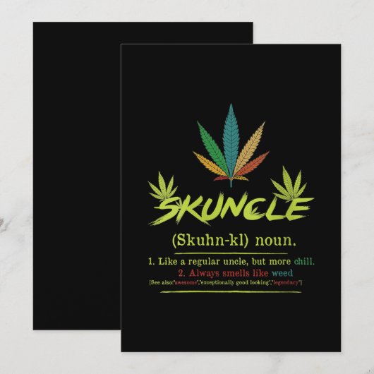 Vrouwenske Skuncle-definitie Onkruid Roken Oom Gra Kaart (Voorkant / Achterkant)