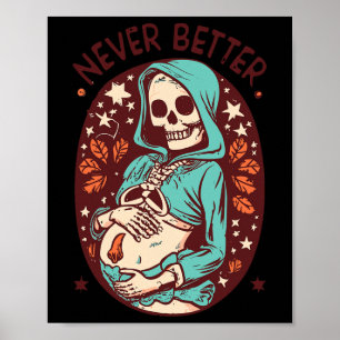 Vrouwenskelet door eng skelet Halloween Poster