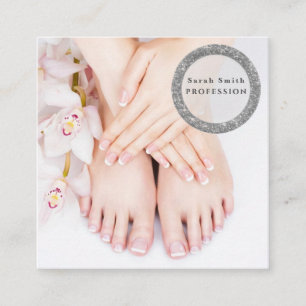 Vrouwenspa voetensalon pedicure en manicure vierkante visitekaartje