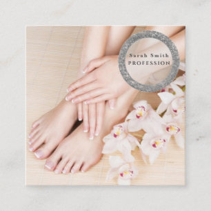 Vrouwenspa voetensalon pedicure en manicure vierkante visitekaartje