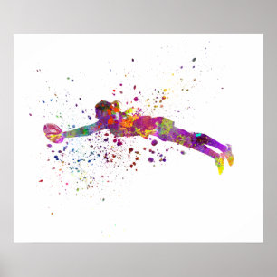 Vrouwensrugby in aquarel poster