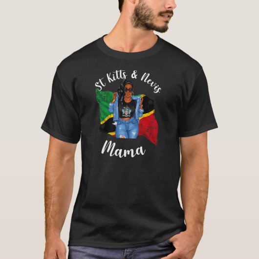 Vrouwenstut St Kitts en Nevis Mama Proud Vlag Pat T-shirt (Voorkant)
