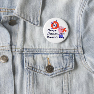 Vrouwensymbool Fijne Internationale Vrouwendag Ronde Button 5,7 Cm