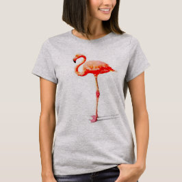 Vrouwentop: Roze Waterverf Flamingo T-shirt
