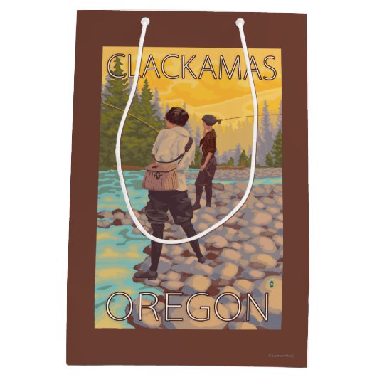 Vrouwenvisserij - Clackamas, Oregon Medium Cadeauzakje (Achterkant)