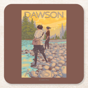 Vrouwenvisserij - Dawson, Alaska Kartonnen Onderzetters