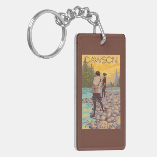 Vrouwenvisserij - Dawson, Alaska Sleutelhanger (Voorkant Links)