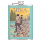 Vrouwenvisserij - Sitka, Alaska Heupfles (Voorkant)