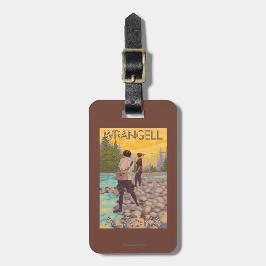 Vrouwenvisserij - Wrangell, Alaska Bagagelabel (Voorkant verticaal)