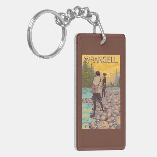 Vrouwenvisserij - Wrangell, Alaska Sleutelhanger (Voorkant Links)