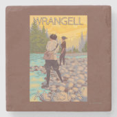 Vrouwenvisserij - Wrangell, Alaska Stenen Onderzetter (Voorkant)