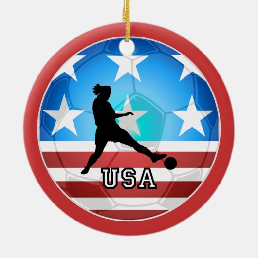 vrouwenvoetbal keramisch ornament (Achterkant)