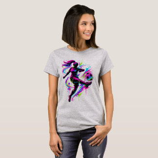 Vrouwenvoetbalspeler Shirt | Neon Voetbal Meisje T