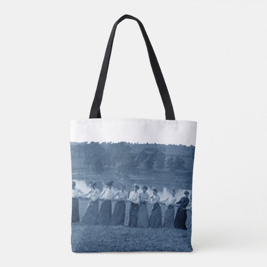 Vrouwenvrouw van 1890, Tug-O-War Fox River Blue Tote Bag (Achterkant)