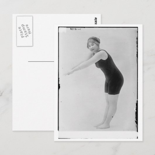 vrouwenzwemmer briefkaart (Voorkant / Achterkant)