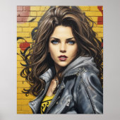 Vrouwportret in straat kunst poster (Voorkant)