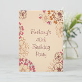 Vrouw's 40e verjaardag Cute Modern Floral Kaart (Staand voorkant)