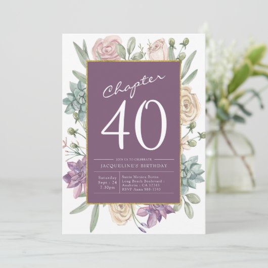 Vrouw's 40e verjaardag Floral Surprise Party Kaart (Staand voorkant)