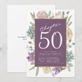 Vrouw's 50e verjaardag Floral Surprise Party Kaart (Voorkant / Achterkant)