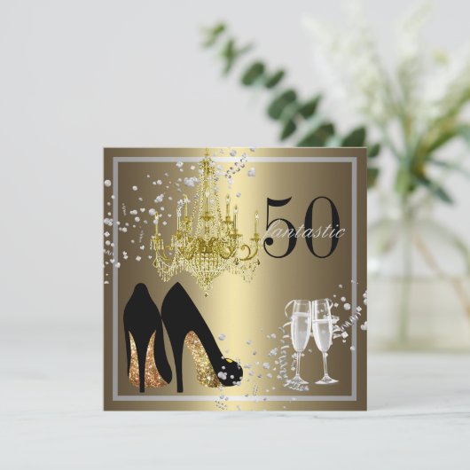 Vrouw's 50e verjaardag kaart (Staand voorkant)