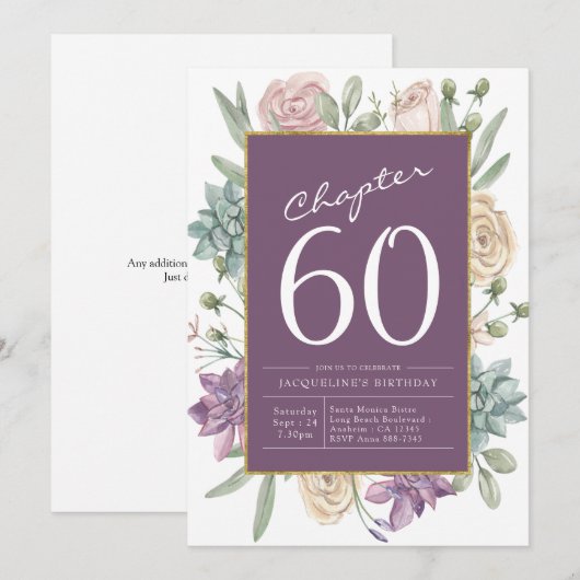 Vrouw's 60e verjaardag Floral Surprise Party Kaart (Voorkant / Achterkant)