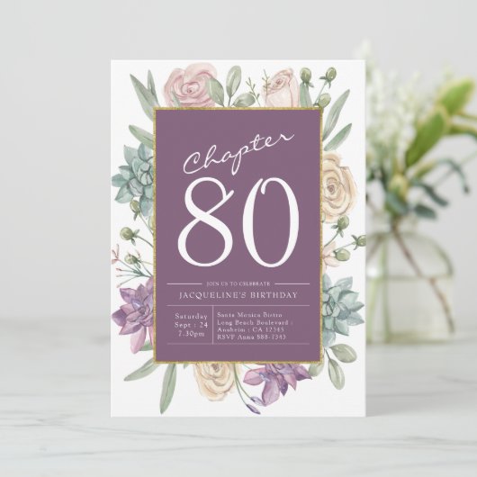 Vrouw's 80e verjaardag Floral Surprise Party Kaart (Staand voorkant)