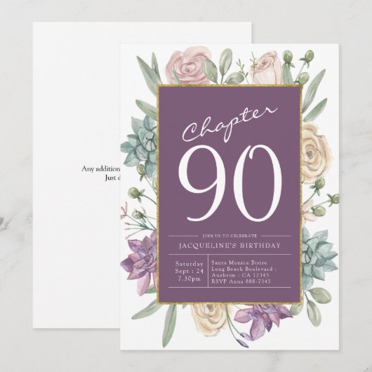 Vrouw's 90e verjaardag Floral Surprise Party Kaart (Voorkant / Achterkant)